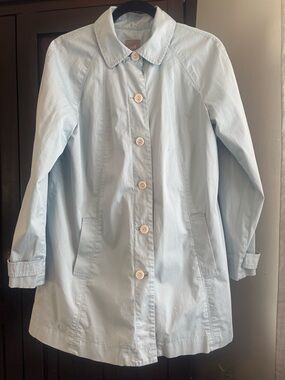 J. Jill Light Blue Button-Front Trench Coat A-line fit. Spring, Summer coat🩵